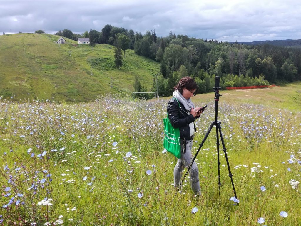 Capturing the Augmented Urbans Local Action site in Cēsis with 360 camera in summer 2019,
photo Päivi Keränen