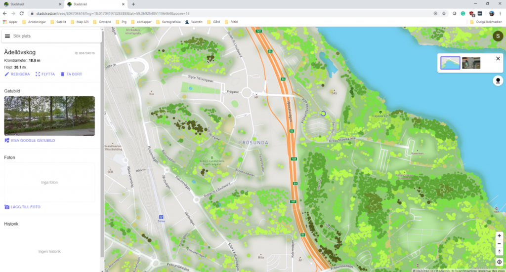 Figure 1. Web application: Stadstrad.se, free to use.